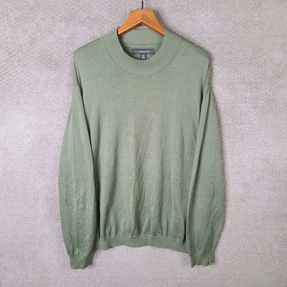 Croft & Barrow Sweater Mens XXL Green Silk Blend Mock Neck Casual Pullover